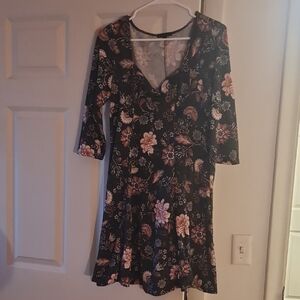 BeBop Black Floral Long Sleeve Dress